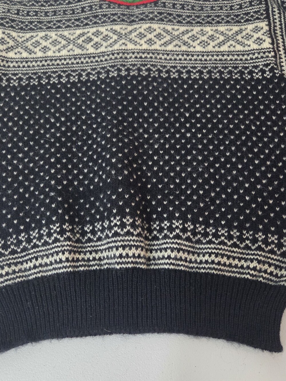 Vintage Dale Of Norway Women's L 44 Black Wool Sweater Nordic Setesdal Lusekofte - Picture 11 of 14